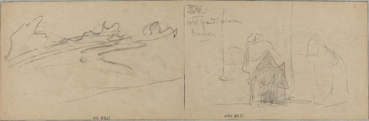 Félix-Hilaire Buhot:Studies of Clouds and an Old Woman,16x12"(A3) Poster