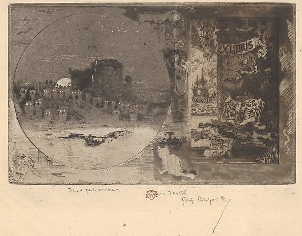 Félix-Hilaire Buhot:The Castle of Owls 19th century, vintage artwork, 16x12"(A3) Poster Print