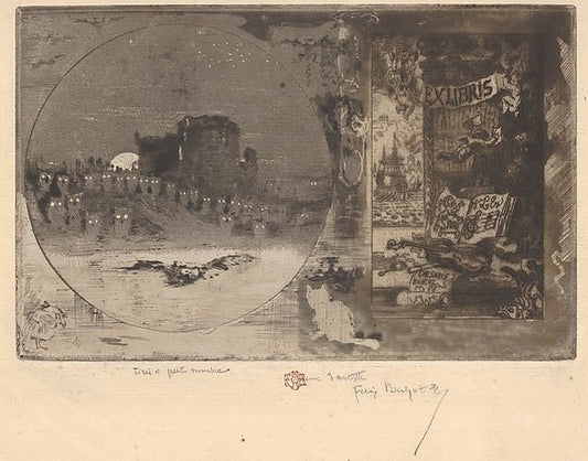 Félix-Hilaire Buhot:The Castle of Owls 19th century, vintage artwork, 16x12"(A3) Poster Print