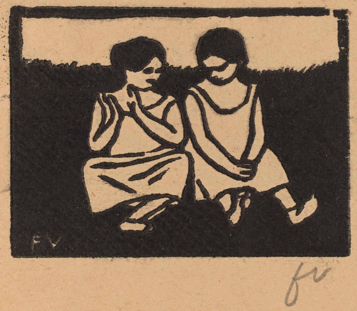 Félix Vallotton:Two Girls in Chemises (Deux fillettes en che,16x12"(A3) Poster