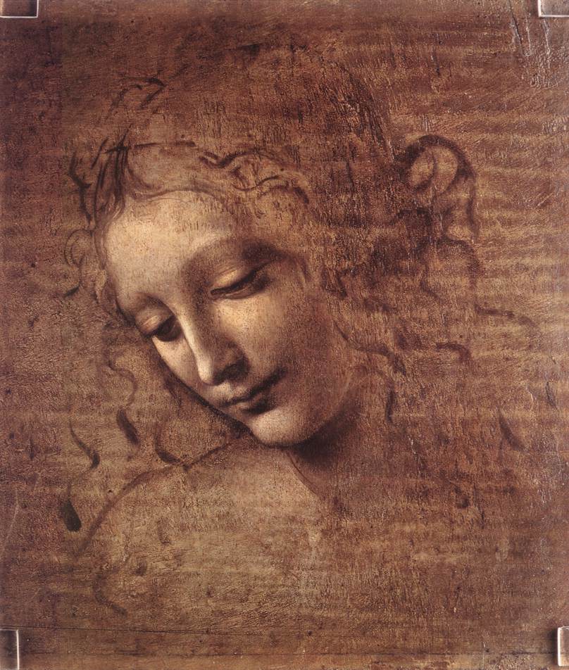 Female head, vintage artwork by Leonardo da Vinci, A3 (16x12") Poster Print