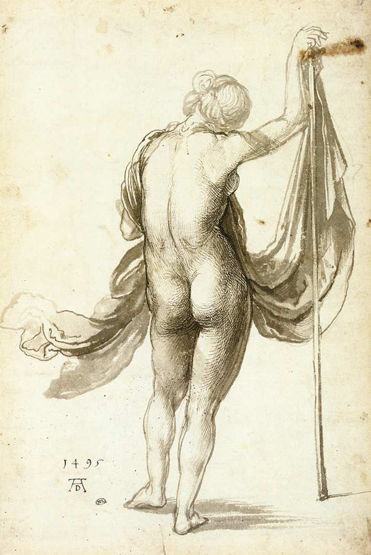Female Nude from Behind, vintage artwork by Albrecht Dürer, A3 (16x12") Poster Print