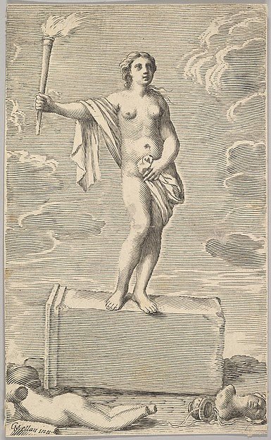 Feminine Figure-Claude Mellan , vintage art, A3 (16x12") Poster Print