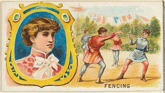 :Fencing from the Games and Sports series for Old Judge Cigarettes 1889, vintage artwork, 16x12"(A3) Poster Print