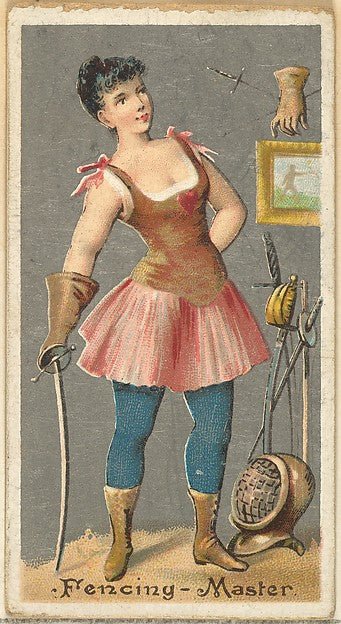 :Fencing - Master from the Occupations for Women series for Old Judge and Dogs Head Cigarettes 1887, vintage artwork, 16x12"(A3) Poster Print