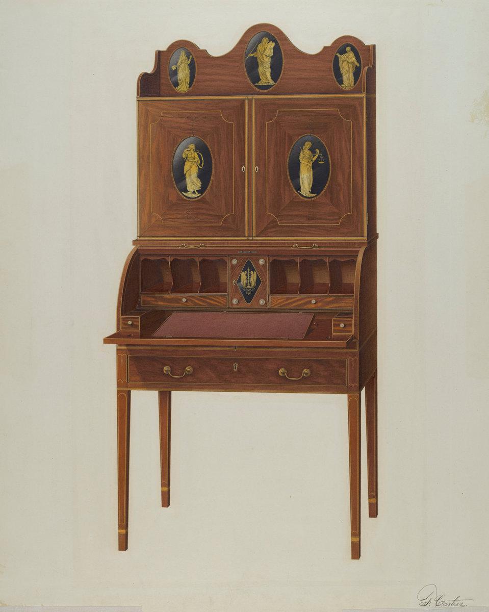 Ferdinand Cartier:Cabinet Top Desk,16x12"(A3) Poster