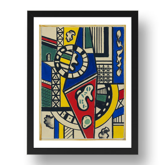 Fernand Leger: Study for Cinematic Mural, Study VII, modernist artwork, A3 Size Reproduction Poster Print in 17x13" Black Frame