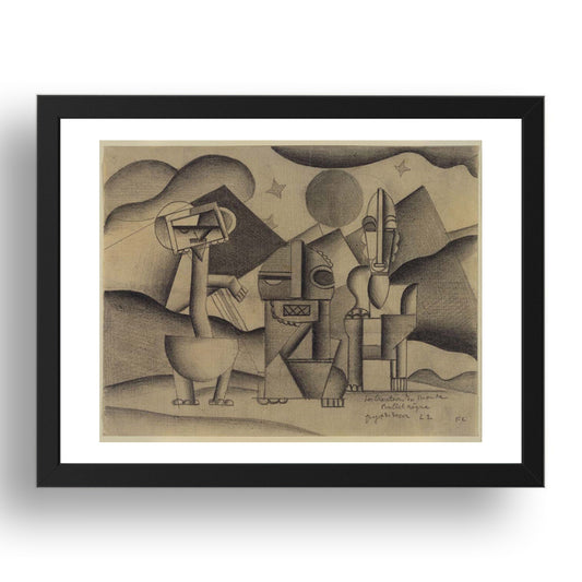Fernand Leger: The Creation of the World, design for the scenery, modernist artwork, A3 Size Reproduction Poster Print in 17x13" Black Frame