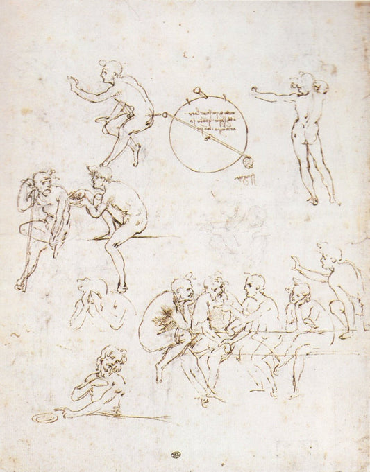 Figure Studies, vintage artwork by Leonardo da Vinci, A3 (16x12") Poster Print