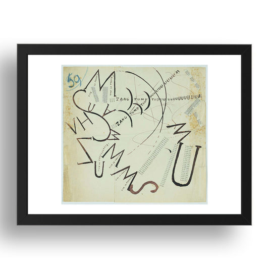 Filippo Tommaso Marinetti: Vive la France, modernist artwork, A3 Size Reproduction Poster Print in 17x13" Black Frame