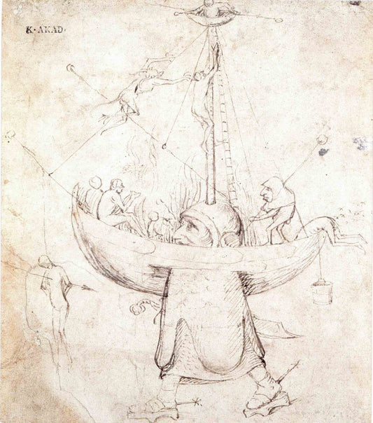 Fire on board, vintage artwork by Jheronimus Bosch, A3 (16x12") Poster Print