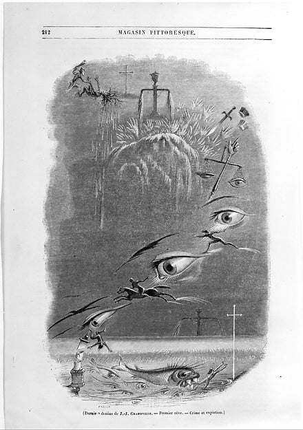 First Dream  1820–47-J. J. Grandville , vintage art, A3 (16x12") Poster Print