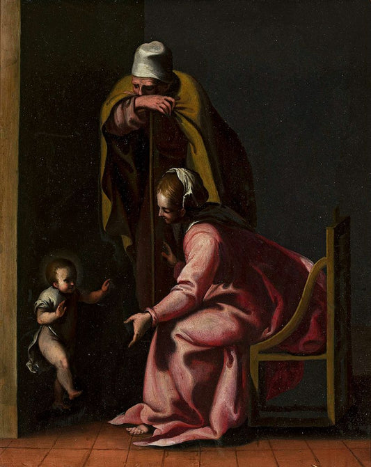 First steps of Jesus, vintage artwork by Luca Cambiaso, A3 (16x12") Poster Print