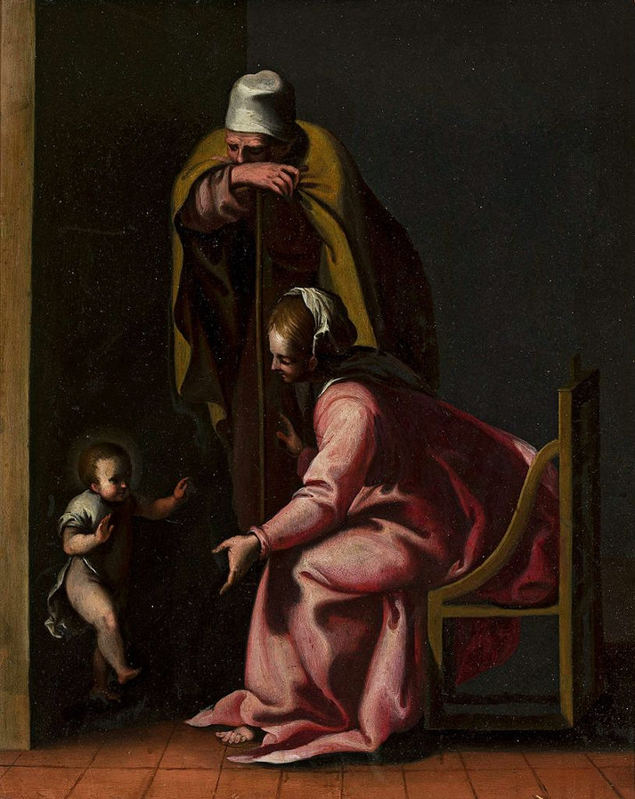 First steps of Jesus, vintage artwork by Luca Cambiaso, A3 (16x12