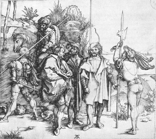 Five Lansquenets and an Oriental on Horseback, vintage artwork by Albrecht Dürer, A3 (16x12") Poster Print