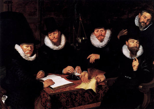 Five Regents of the Groot-Kramergild, vintage artwork by Werner van den Valckert, 12x8" (A4) Poster