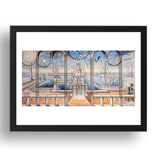 Flags (Midland Hotel, Morecambe 1933 by Eric Ravilious, 17x13" Frame