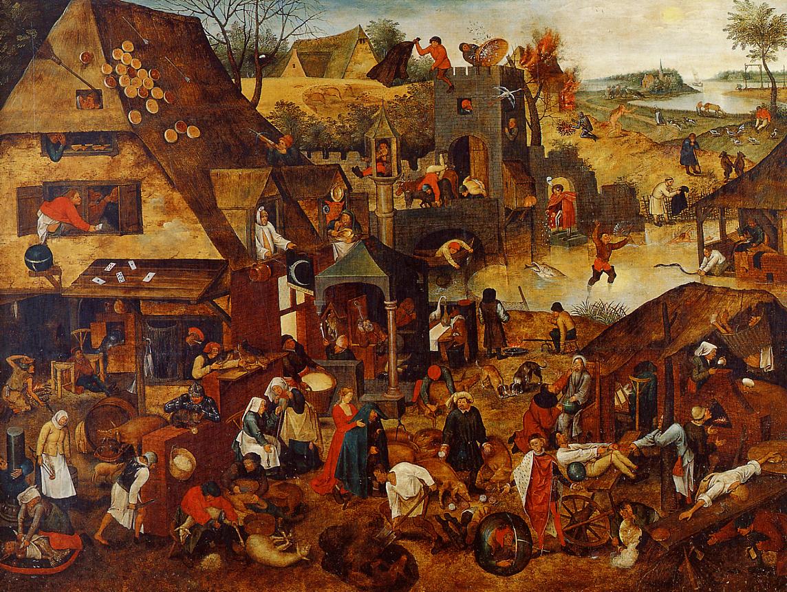 Flemish Proverbs, vintage artwork by Pieter Brueghel the Younger, A3 (16x12") Poster Print