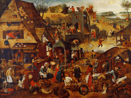 Flemish Proverbs, vintage artwork by Pieter Brueghel the Younger, A3 (16x12") Poster Print