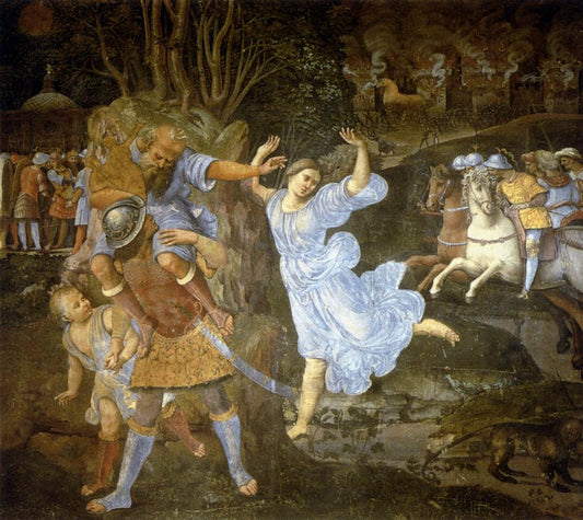 Flight of Aeneas from Troy, vintage artwork by Girolamo Genga, A3 (16x12") Poster Print