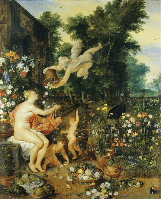 Flora and Zephyr, vintage artwork by Jan Brueghel the Elder, 12x8" (A4) Poster