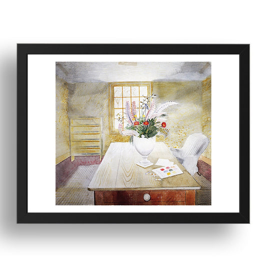 Flowers on a Cottage Table 1942 by Eric Ravilious, 17x13" Frame
