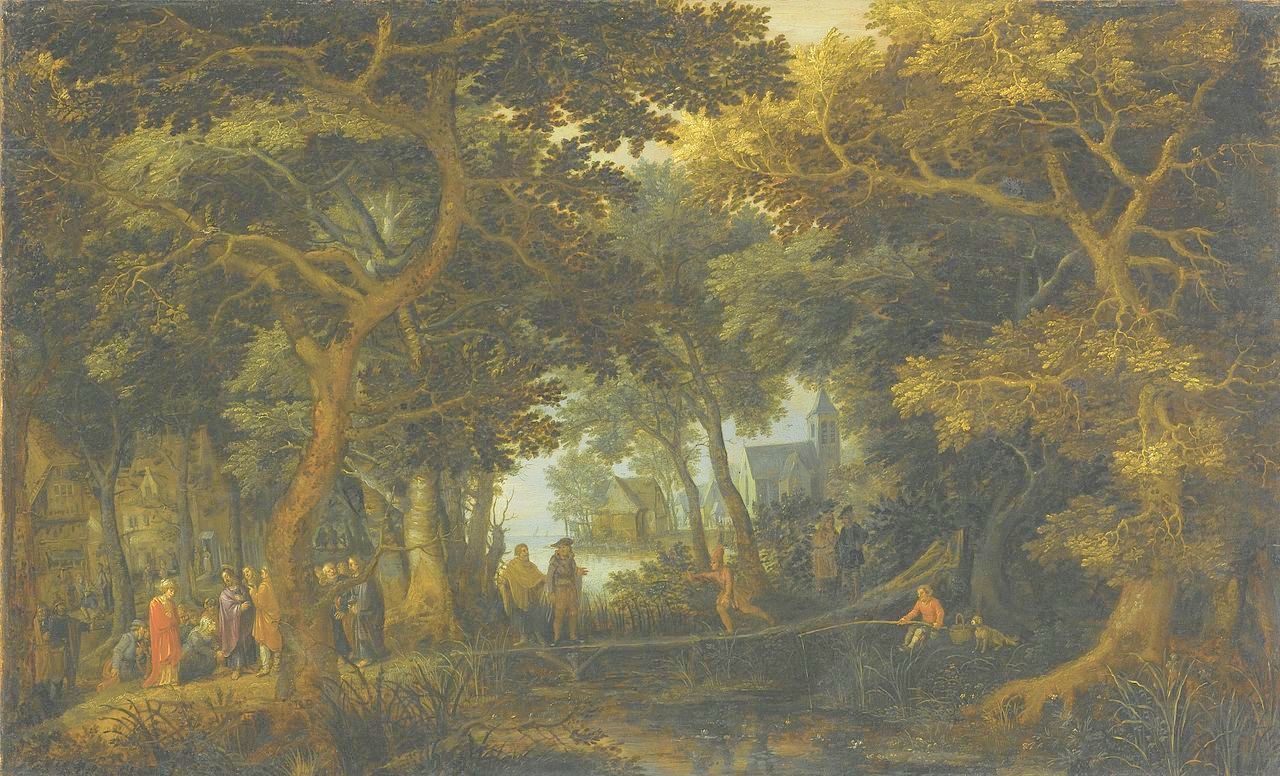 Forest Landscape with Two of Christ's Miracles, vintage artwork by David Vinckboons, A3 (16x12") Poster Print