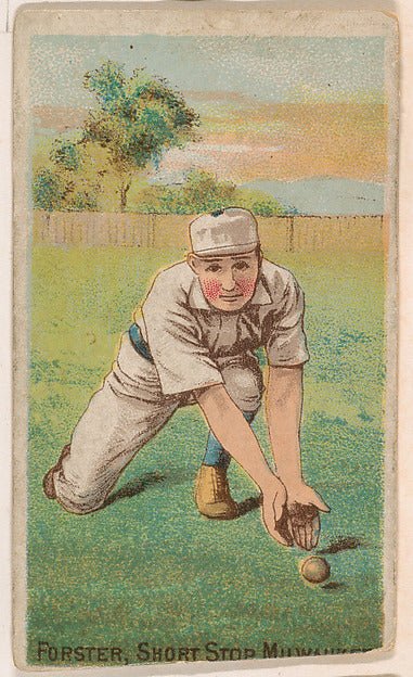 :Forster Shortstop Milwaukee from the Gold Coin series for Gold Coin Chewing Tobacco 1887, vintage artwork, 16x12"(A3) Poster Print
