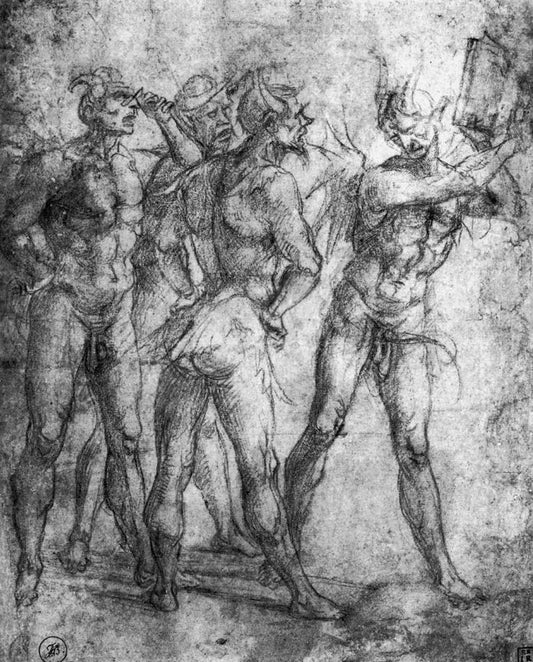 Four Demons with a Book, vintage artwork by Luca Signorelli, A3 (16x12") Poster Print