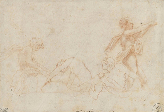 Four Ephebes, vintage artwork by Correggio, A3 (16x12") Poster Print