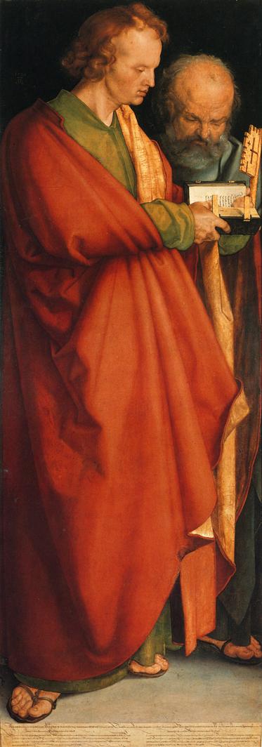 Four Holy Men (left panel): St. John and St. Peter, vintage artwork by Albrecht Dürer, A3 (16x12") Poster Print