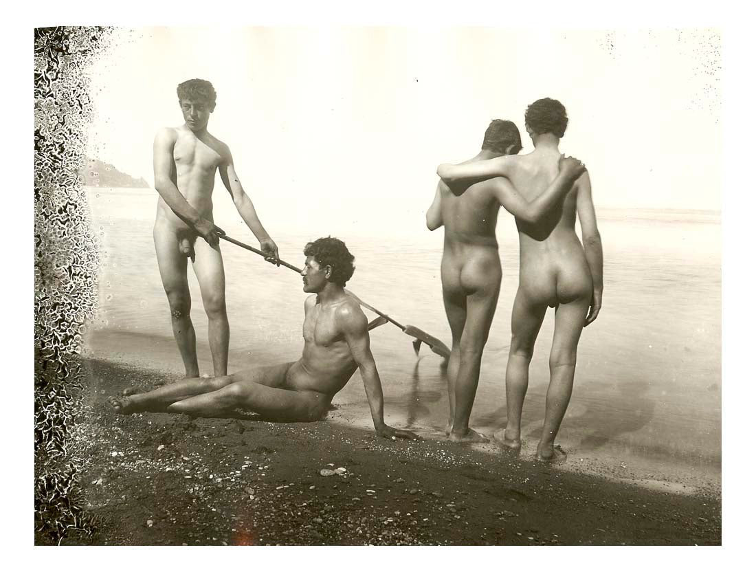 four men, historic photo by Wilhelm von Gloeden, 16x12"(A3) Poster