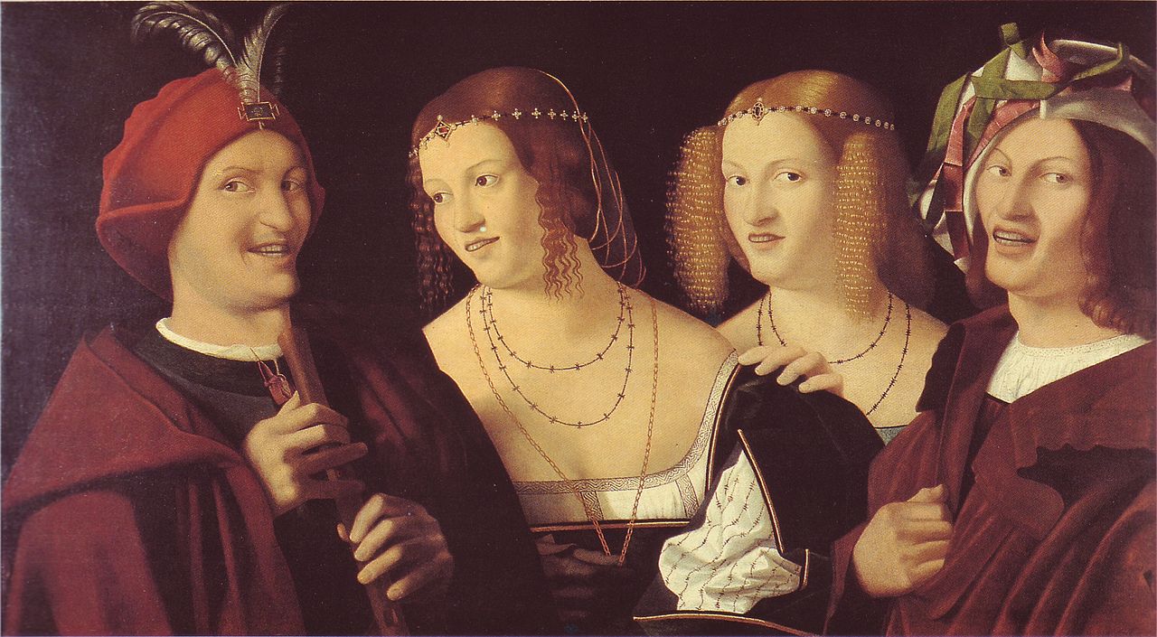 Four People Laughing, vintage artwork by Bartolomeo Veneto, A3 (16x12") Poster Print