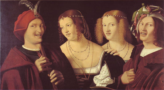 Four People Laughing, vintage artwork by Bartolomeo Veneto, A3 (16x12") Poster Print