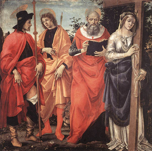Four Saints Altarpiece, vintage artwork by Filippino Lippi, A3 (16x12") Poster Print