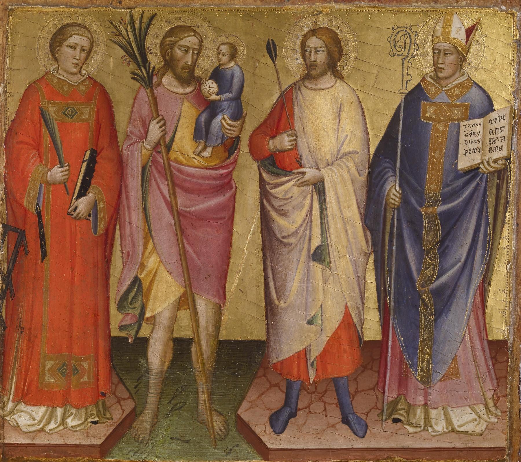 Four Saints, vintage artwork by Mariotto di Nardo, A3 (16x12") Poster Print