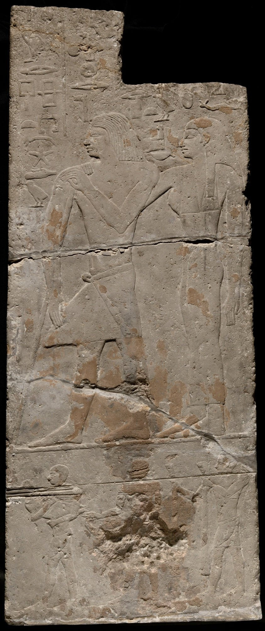 Fragment of a Tomb Wall Depicting Ibdu and his Wife with Offering Bearers by  Egyptian, Saqqara, Tomb of Ibdu,23x16"( A2 size ) Poster Print