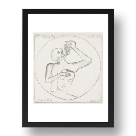 Francesco Clemente: Untitled, modernist artwork, A3 Size Reproduction Poster Print in 17x13" Black Frame