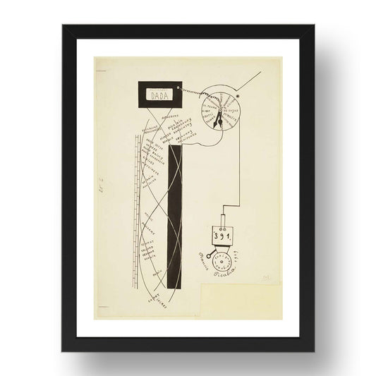 Francis Picabia: Dada Movement, modernist artwork, A3 Size Reproduction Poster Print in 17x13" Black Frame