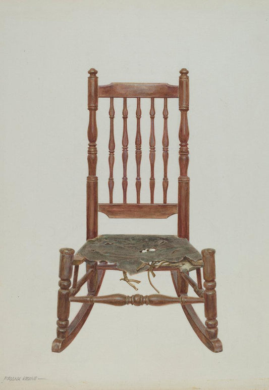 Frank M Keane:Rocking Chair with Rawhide Seat,16x12"(A3) Poster