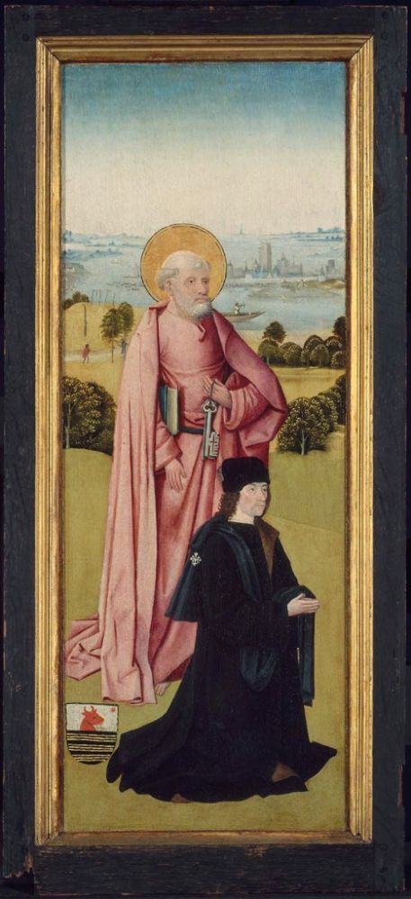 Frankel van Langhel and His Sons with Saint John the Evangelist, vintage artwork by Jheronimus Bosch, A3 (16x12") Poster Print