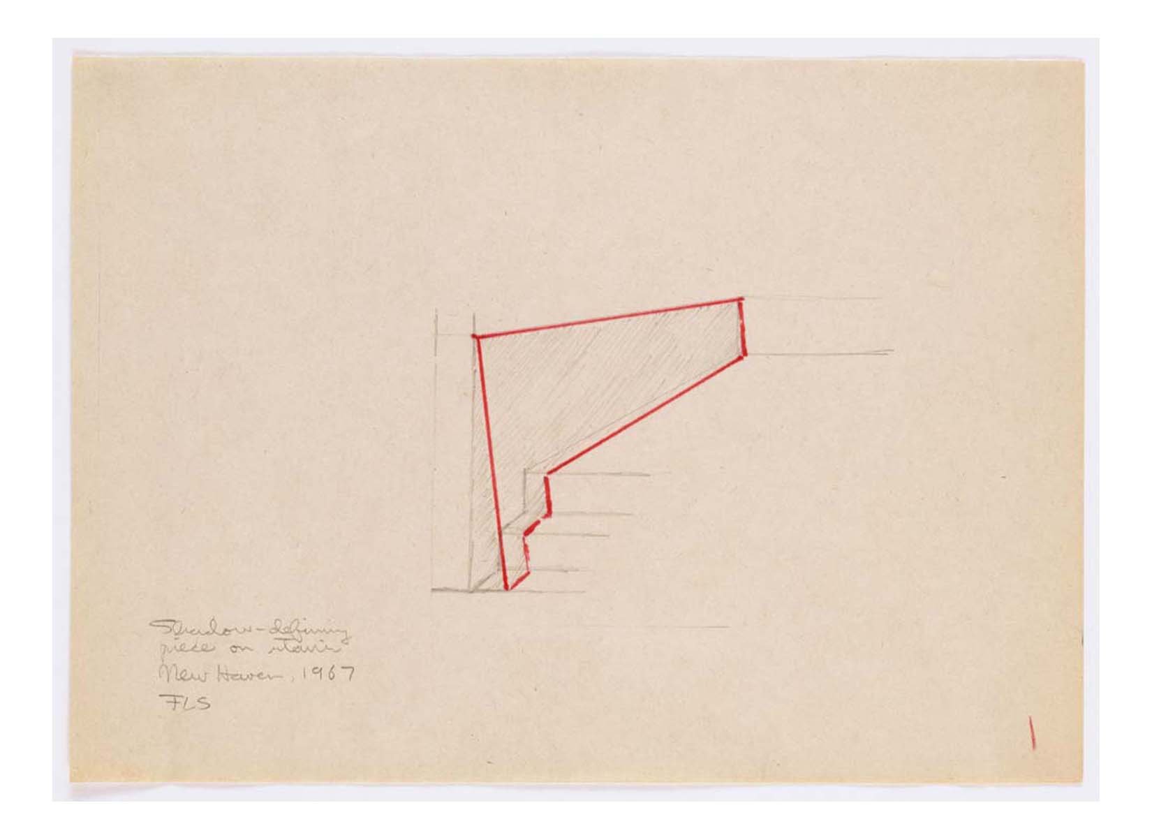 Fred Sandback - Shadow-defining piece on stairs, 16x12" (A3) Poster Print