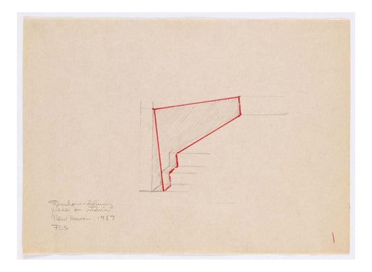 Fred Sandback - Shadow-defining piece on stairs, 16x12" (A3) Poster Print
