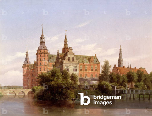 Frederiksborg Castle by Ferdinand Richardt, vintage art, modern poster print