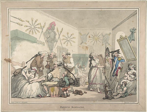 French Barracks August 12, 1791-Thomas Rowlandson , vintage art, A3 (16x12") Poster Print