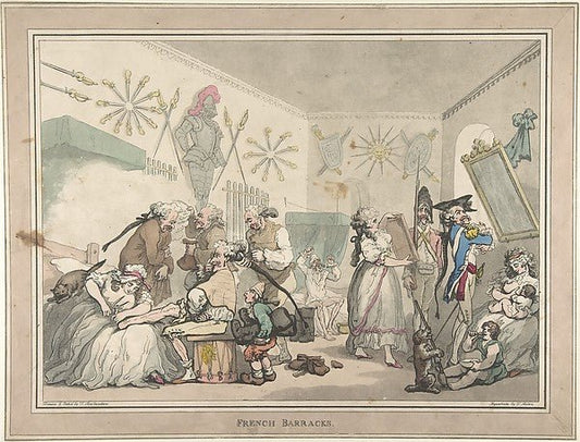 French Barracks August 12, 1791-Thomas Rowlandson , vintage art, A3 (16x12") Poster Print