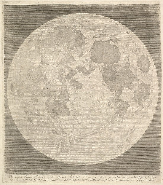 Full Moon 1635-Claude Mellan , vintage art, A3 (16x12") Poster Print