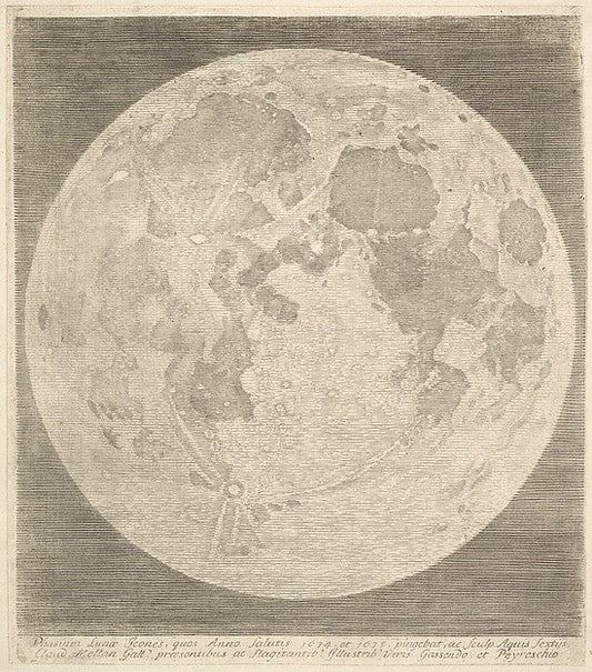 Full Moon 1635-Claude Mellan , vintage art, A3 (16x12") Poster Print