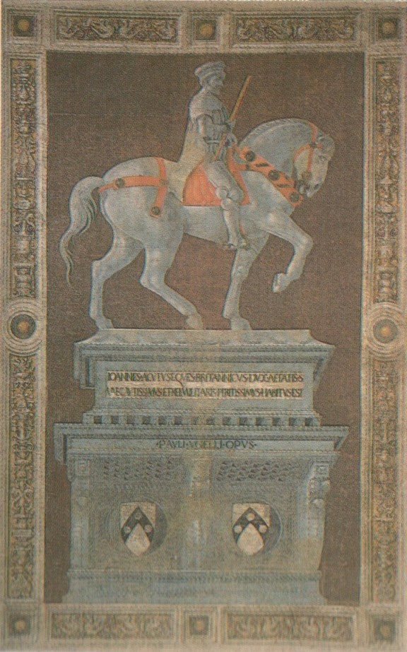 Funerary Monument to Sir John Hawkwood, vintage artwork by Paolo Uccello, A3 (16x12") Poster Print