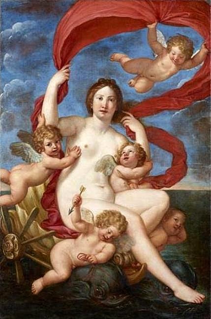 Galatea on a Shell Chariot, vintage artwork by Francesco Albani, 12x8" (A4) Poster